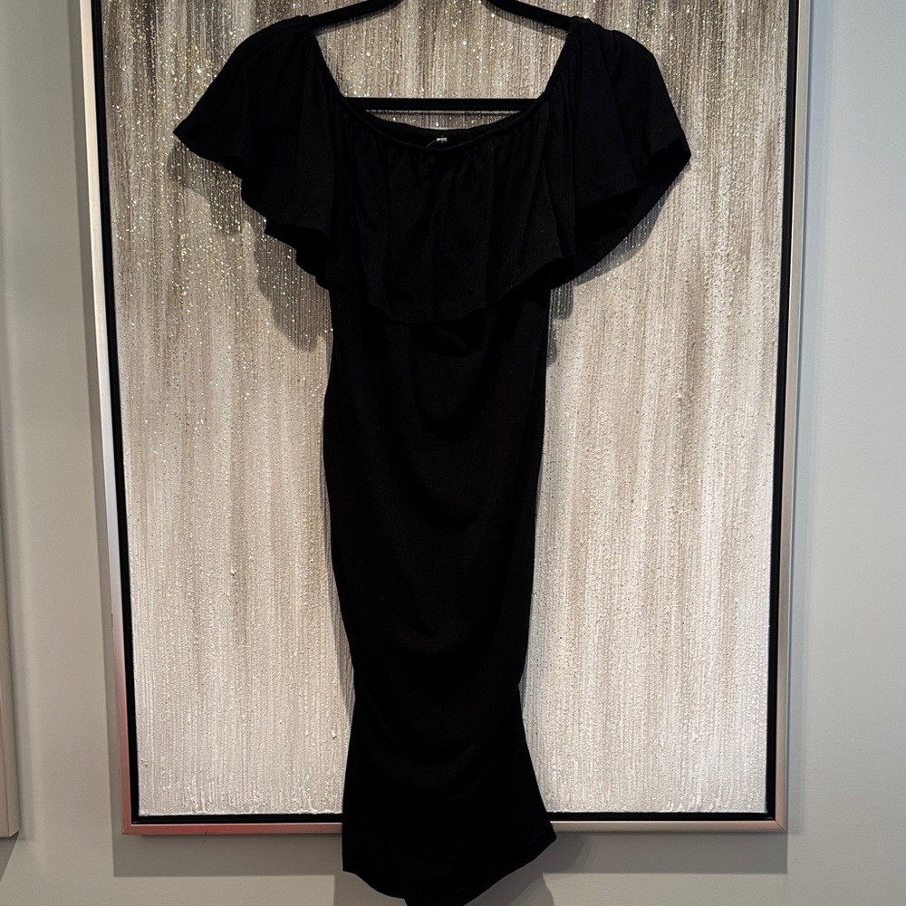 Maternity Black Off-Shoulder Dress